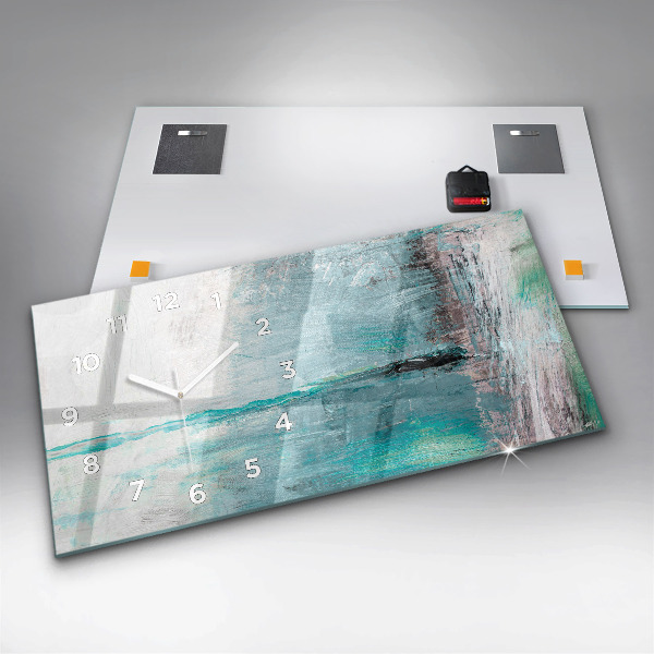 Ceas orizontale de perete din sticlă Abstracția texturii uleiului
