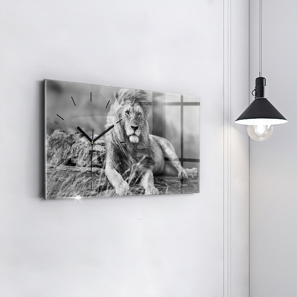 Ceas orizontale de perete din sticlă Rezumat - Leu