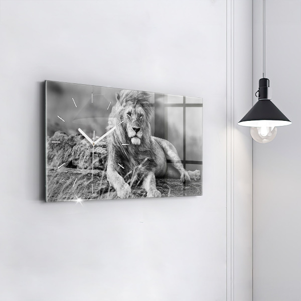 Ceas orizontale de perete din sticlă Rezumat - Leu