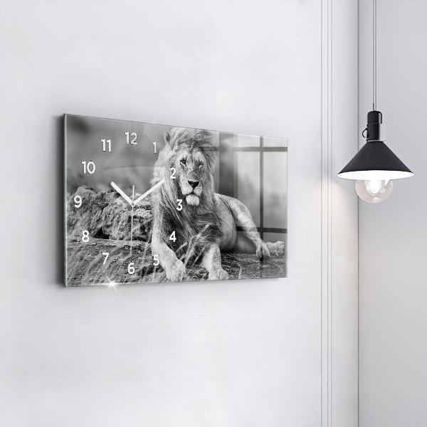Ceas orizontale de perete din sticlă Rezumat - Leu