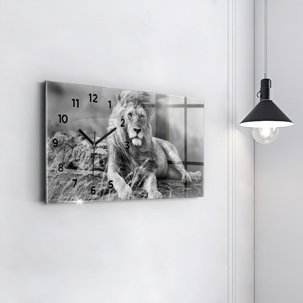 Ceas orizontale de perete din sticlă Rezumat - Leu