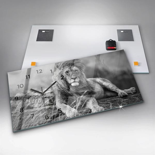 Ceas orizontale de perete din sticlă Rezumat - Leu