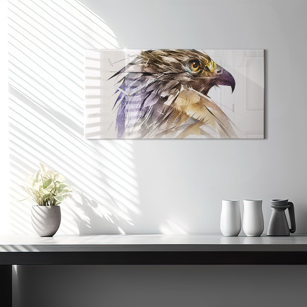 Ceas orizontale de perete din sticlă Pasăre de prădăre