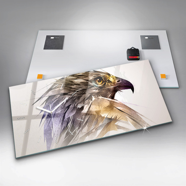 Ceas orizontale de perete din sticlă Pasăre de prădăre