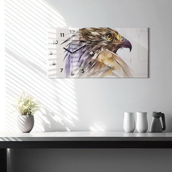 Ceas orizontale de perete din sticlă Pasăre de prădăre