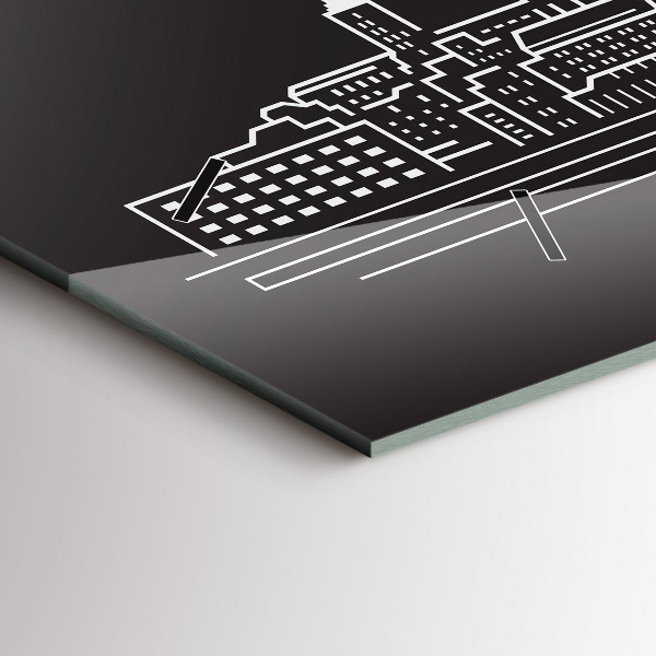 Ceas orizontale de perete din sticlă Desen orașul Ostrava