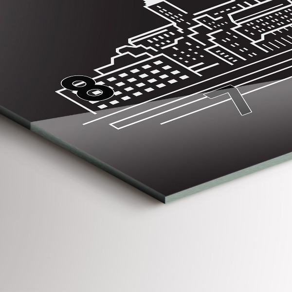 Ceas orizontale de perete din sticlă Desen orașul Ostrava