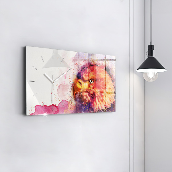 Ceas orizontale de perete din sticlă Fundal de vultur acuarelă
