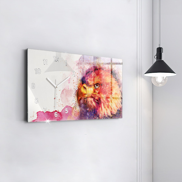 Ceas orizontale de perete din sticlă Fundal de vultur acuarelă