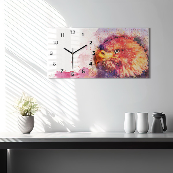 Ceas orizontale de perete din sticlă Fundal de vultur acuarelă