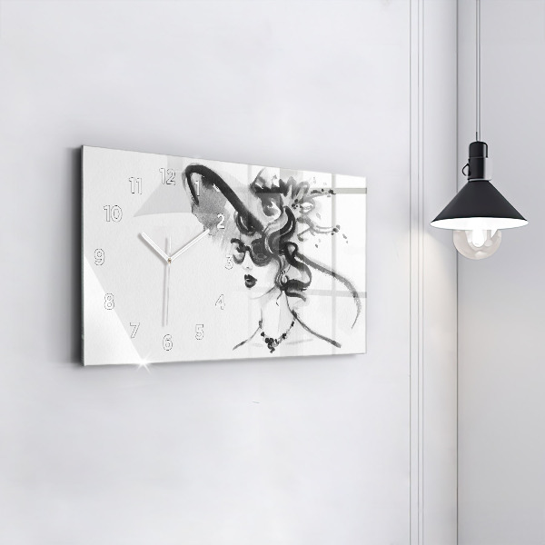 Ceas orizontale de perete din sticlă Femeie la modă