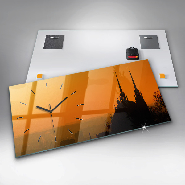 Ceas orizontale de perete din sticlă Vedere la Catedrala Brno