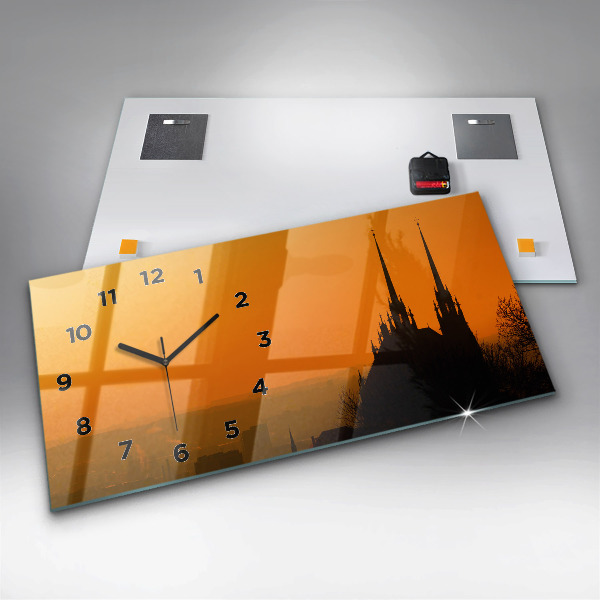 Ceas orizontale de perete din sticlă Vedere la Catedrala Brno