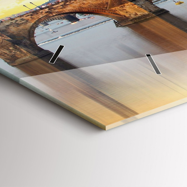 Ceas orizontale de perete din sticlă Panoramă peste râu