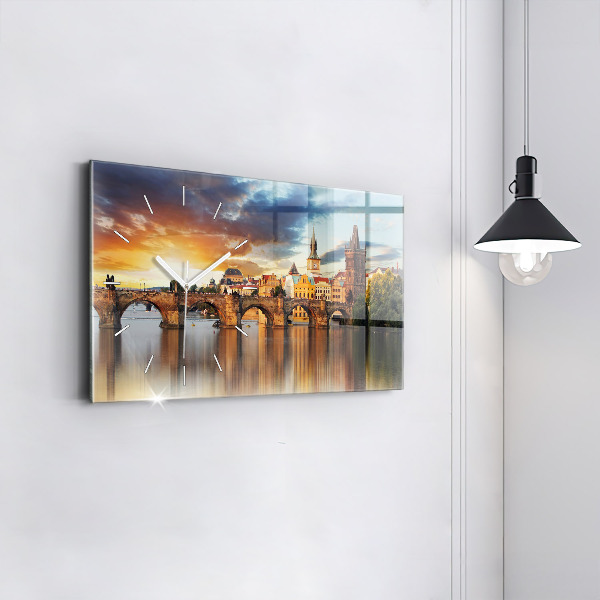 Ceas orizontale de perete din sticlă Panoramă peste râu