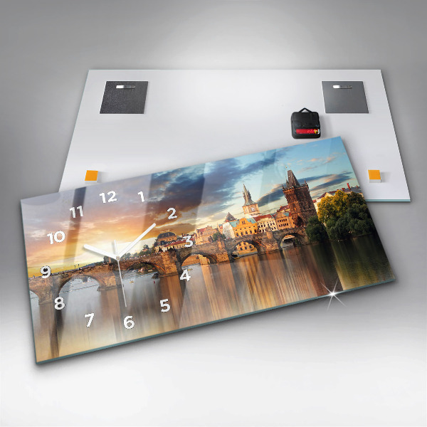 Ceas orizontale de perete din sticlă Panoramă peste râu