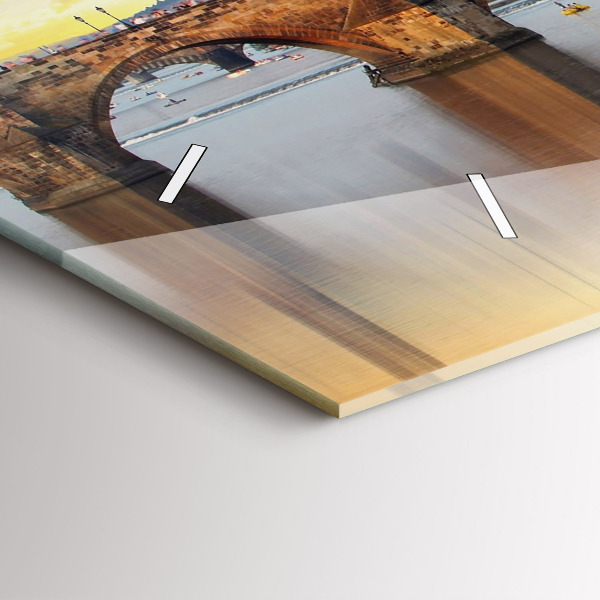 Ceas orizontale de perete din sticlă Panoramă peste râu