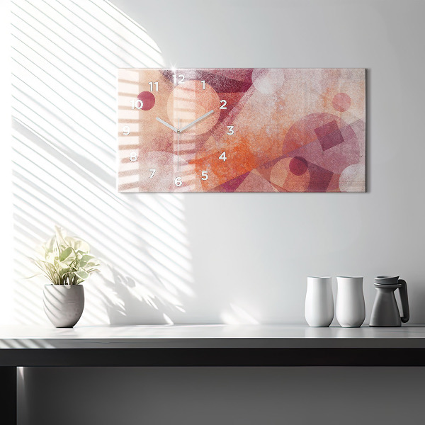 Ceas orizontale de perete din sticlă Abstracția geometrică