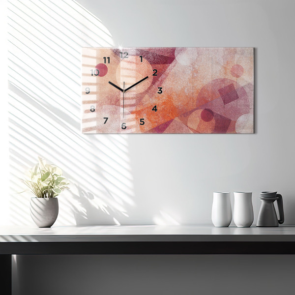 Ceas orizontale de perete din sticlă Abstracția geometrică