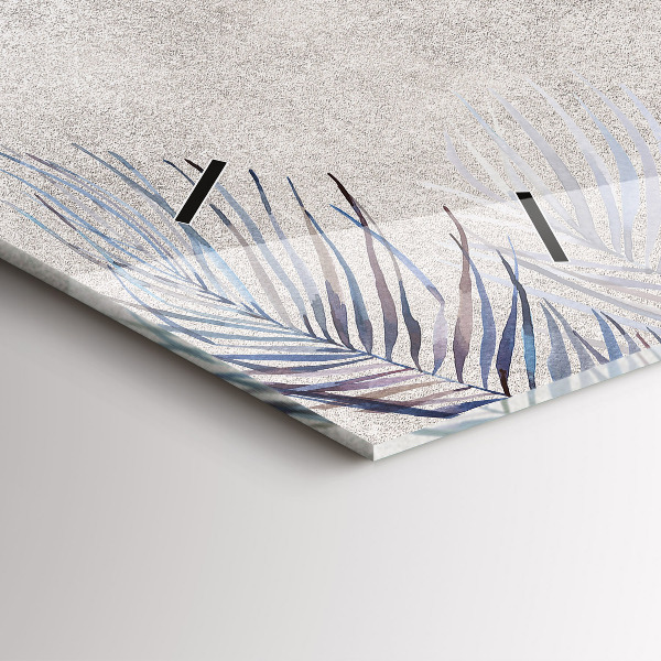 Ceas orizontale de perete din sticlă Frunza de palmier