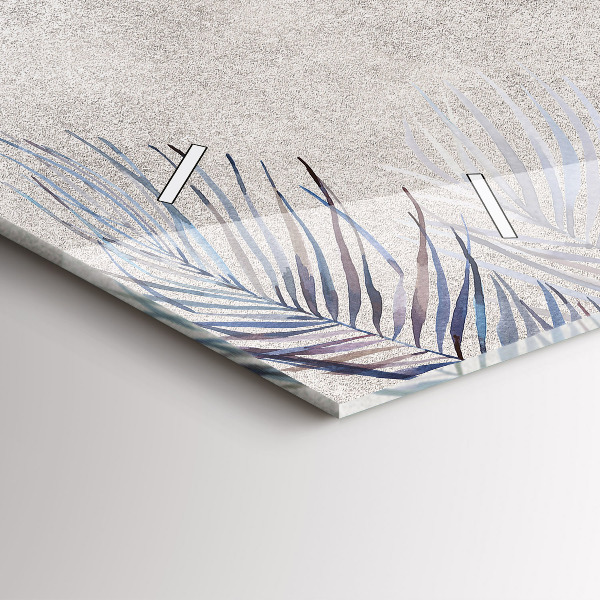 Ceas orizontale de perete din sticlă Frunza de palmier