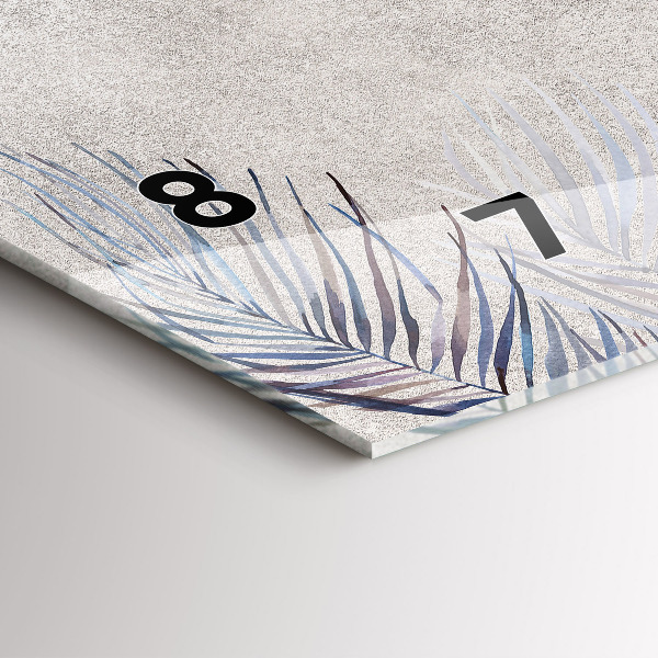 Ceas orizontale de perete din sticlă Frunza de palmier