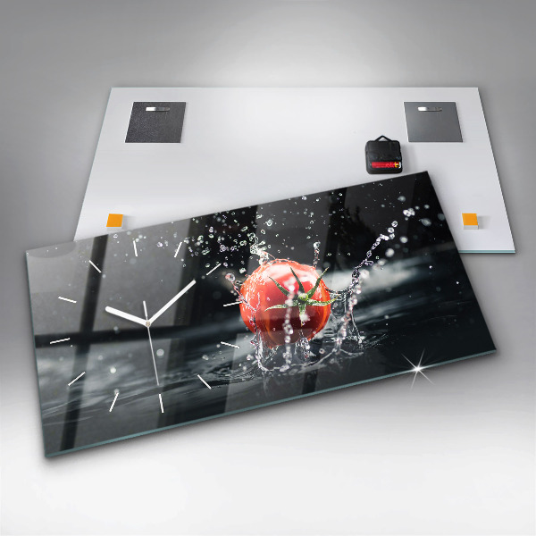 Ceas orizontale de perete din sticlă Roșie