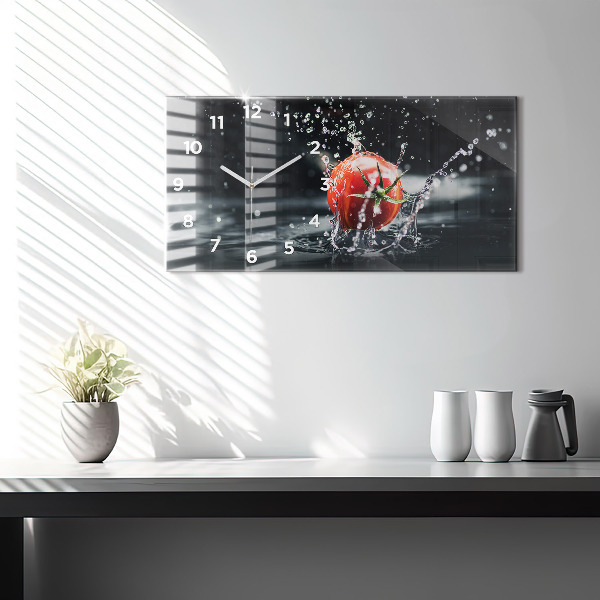Ceas orizontale de perete din sticlă Roșie