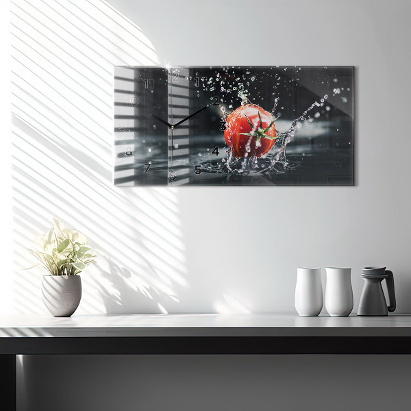 Ceas orizontale de perete din sticlă Roșie