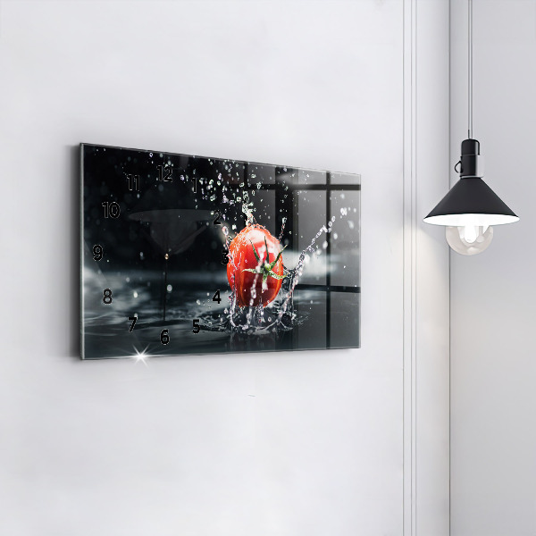Ceas orizontale de perete din sticlă Roșie