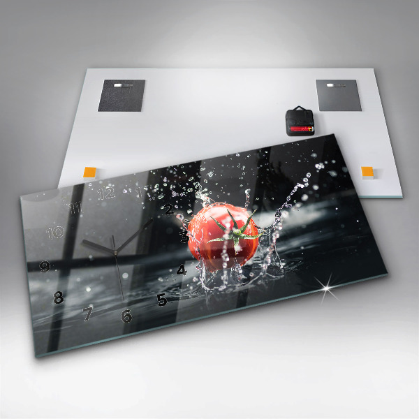 Ceas orizontale de perete din sticlă Roșie