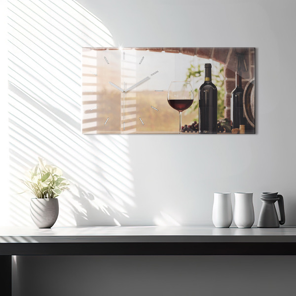 Ceas orizontale de perete din sticlă Sticle de vin