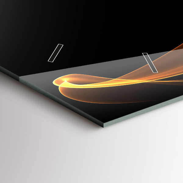 Ceas orizontale de perete din sticlă Linii portocalii