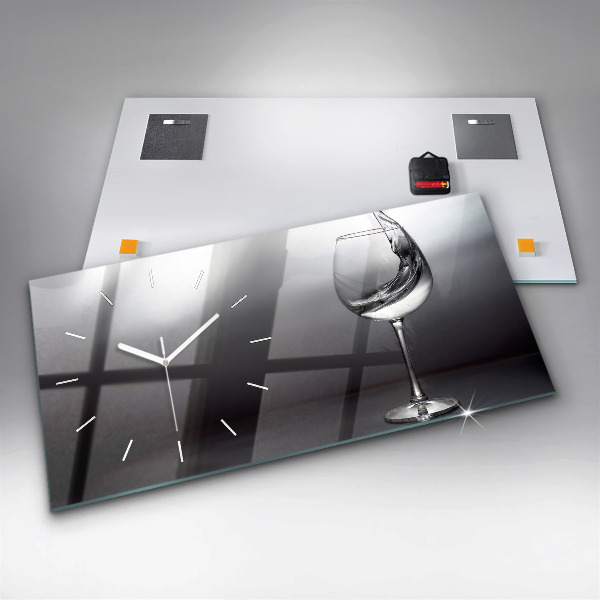 Ceas orizontale de perete din sticlă pahar de vin