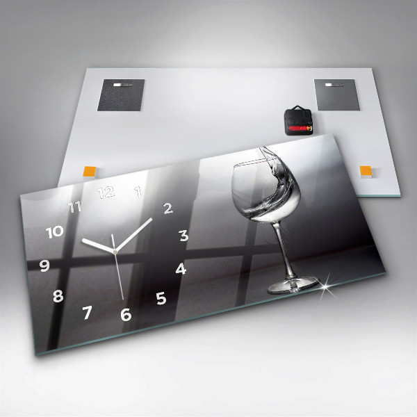 Ceas orizontale de perete din sticlă pahar de vin