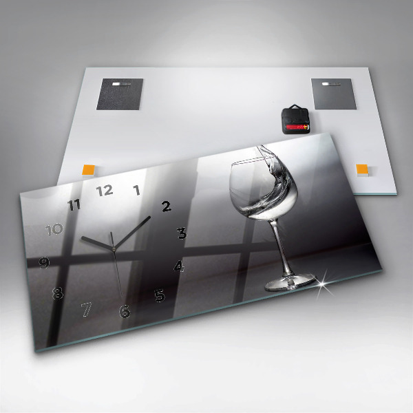 Ceas orizontale de perete din sticlă pahar de vin