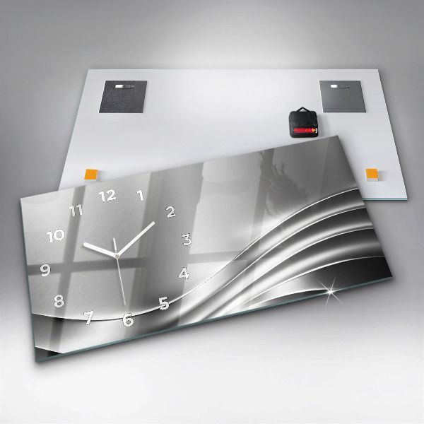 Ceas orizontale de perete din sticlă Abstracția argintului