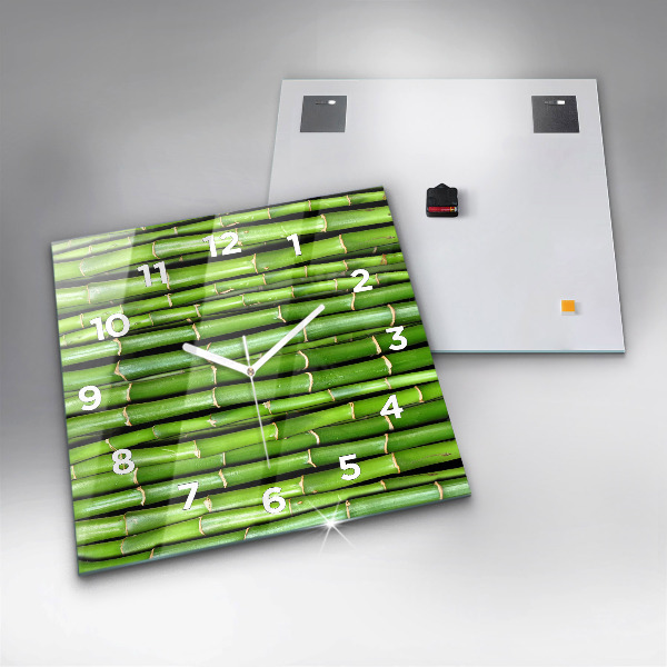 Ceas pătrat de perete din sticlă bambus asiatic