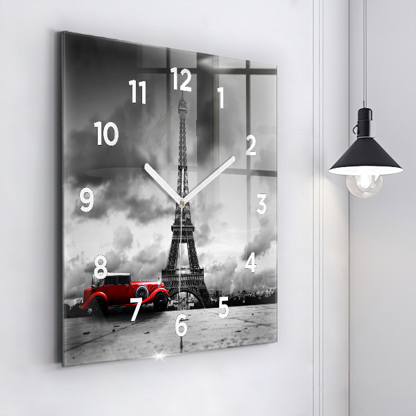 Ceas pătrat de perete din sticlă Turnul Effel Paris