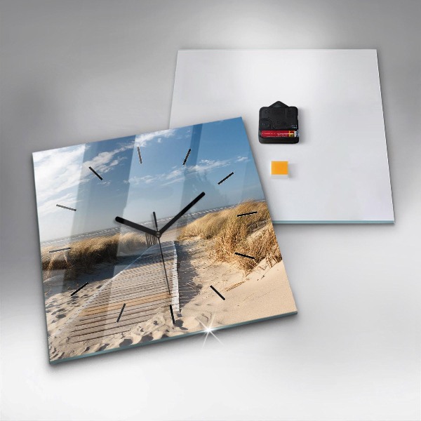 Ceas pătrat de perete din sticlă Vedere la plajă