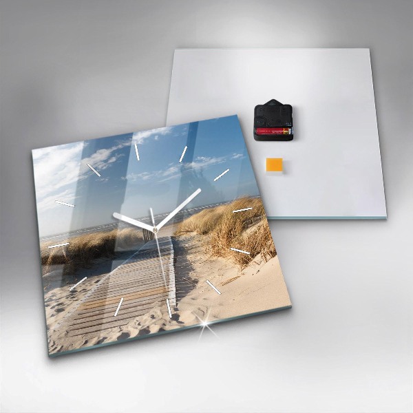 Ceas pătrat de perete din sticlă Vedere la plajă