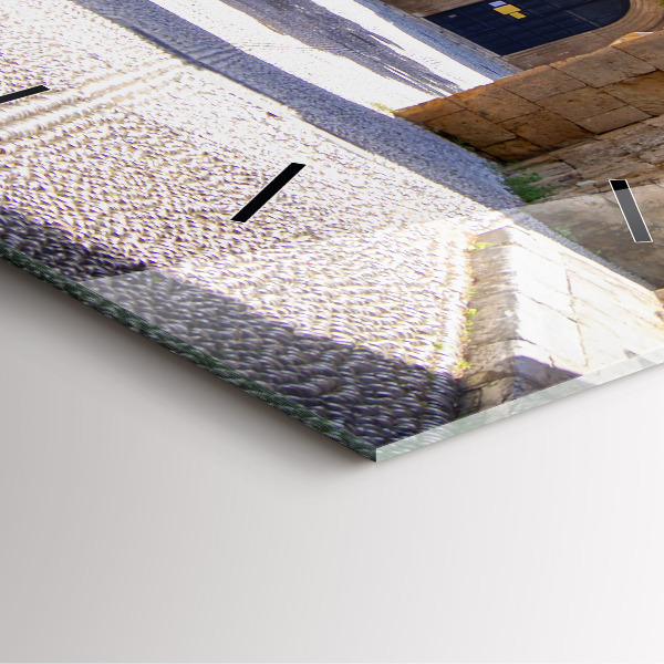 Ceas pătrat de perete din sticlă Strada pitoreasca din Rodos