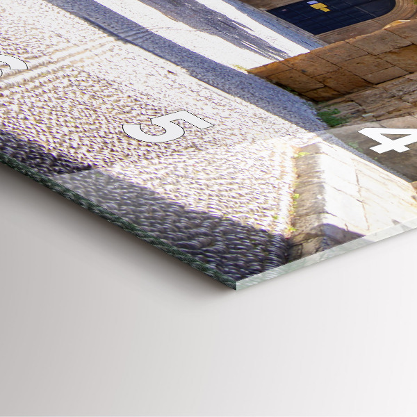 Ceas pătrat de perete din sticlă Strada pitoreasca din Rodos