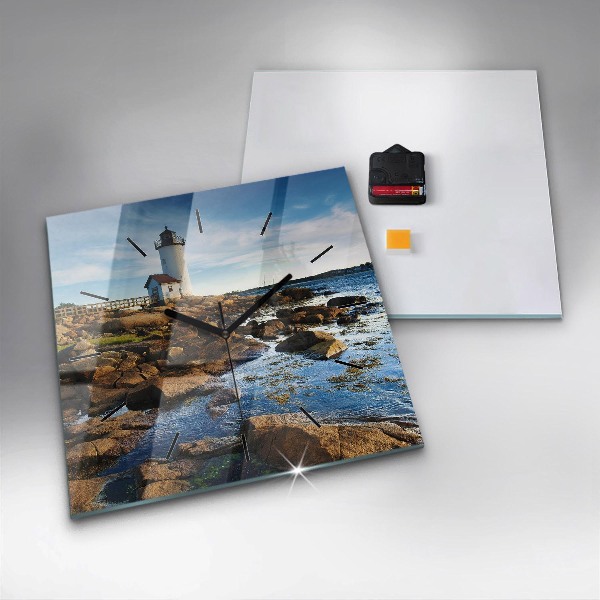 Ceas pătrat de perete din sticlă Farul Annisquam