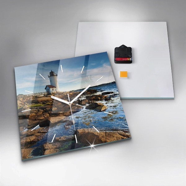 Ceas pătrat de perete din sticlă Farul Annisquam