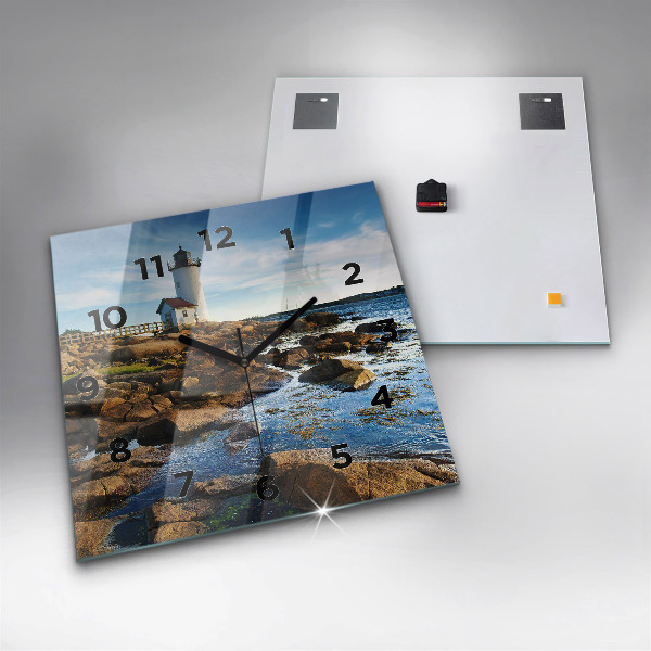 Ceas pătrat de perete din sticlă Farul Annisquam