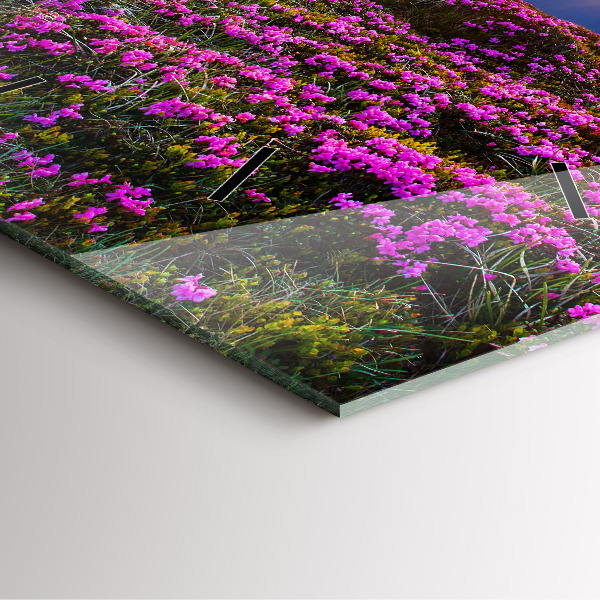 Ceas pătrat de perete din sticlă Răsărit și flori