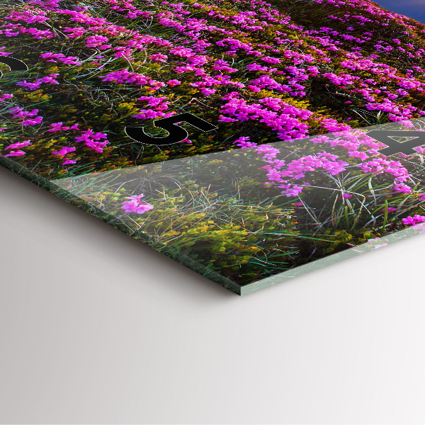 Ceas pătrat de perete din sticlă Răsărit și flori