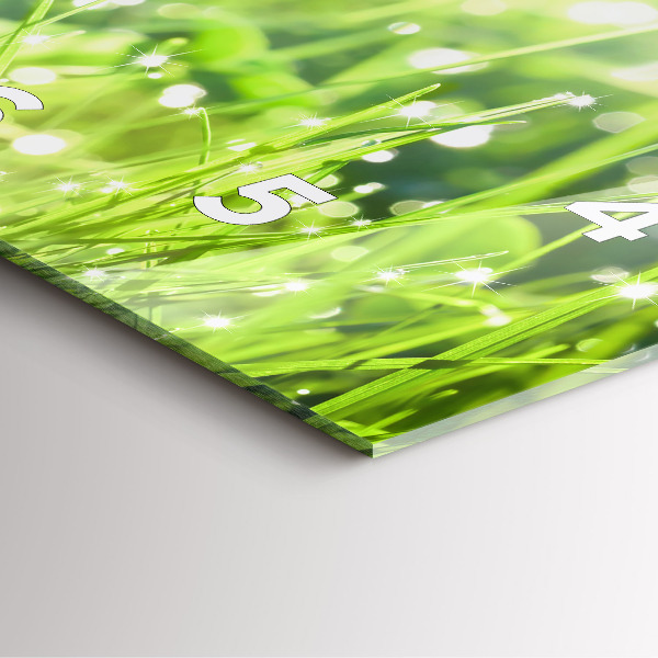 Ceas pătrat de perete din sticlă iarbă verde