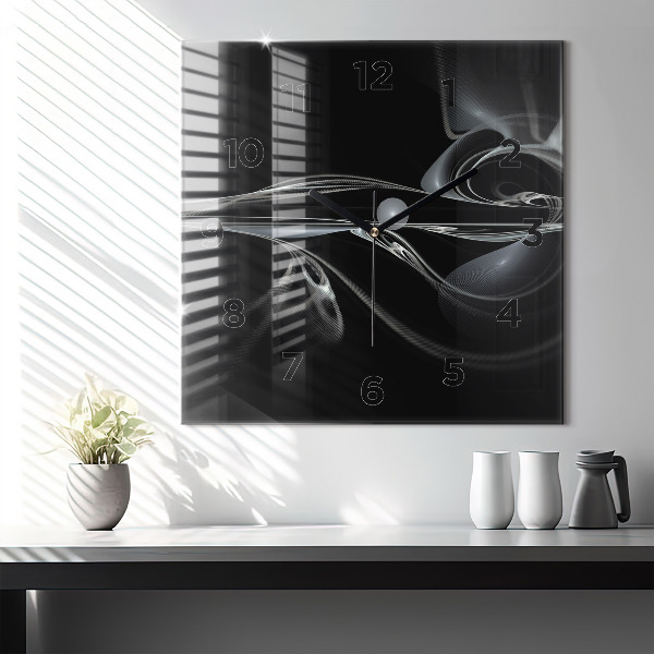 Ceas pătrat de perete din sticlă Fum abstract